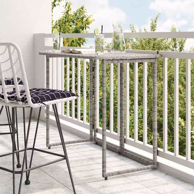 vidaXL Tavolo da giardino pieghevole in polyrattan grigio L: 90 cm, P: 51 cm, H: 75 cm
