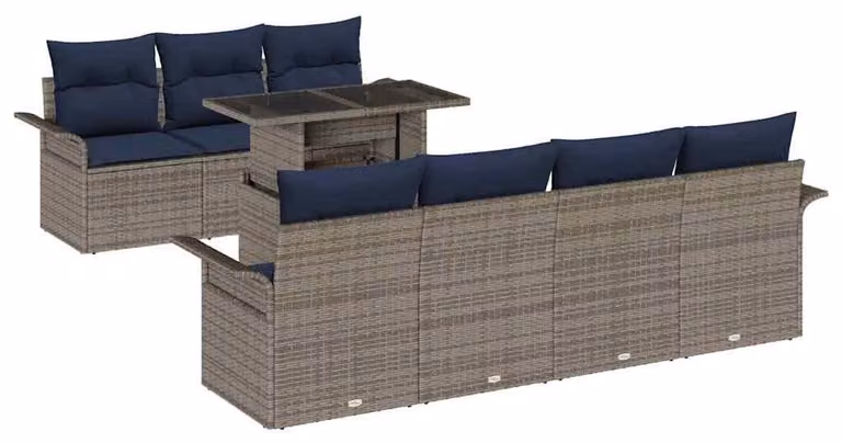 Set Divano da Giardino con cuscino 8 pcs Grigio polyrattan
