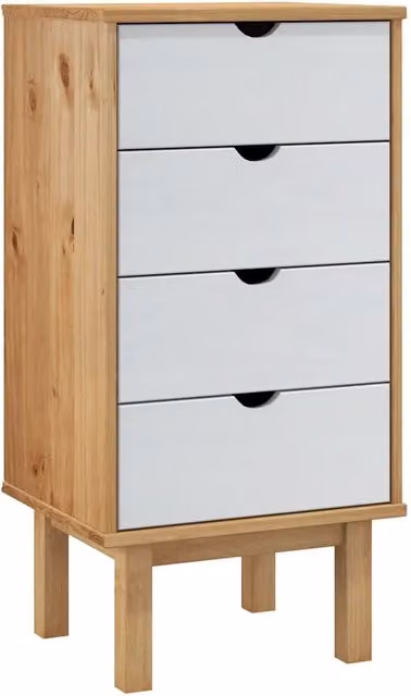 Cassettiera OTTA in legno di pino Marrone e Bianco L: 45 cm, P: 39 cm, H: 90 cm CFW6247274