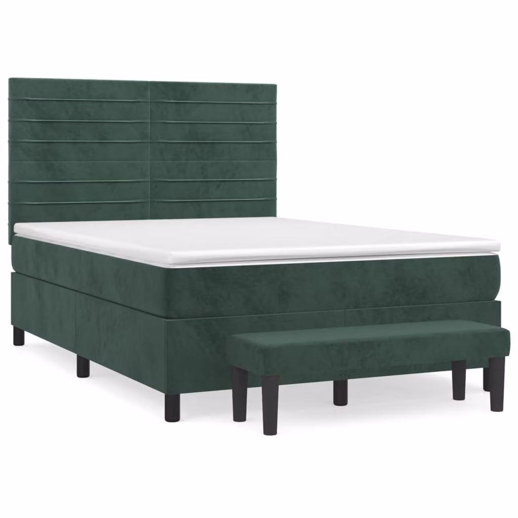 Giroletto a Molle con Materasso Verde Scuro 140x200 cm Velluto