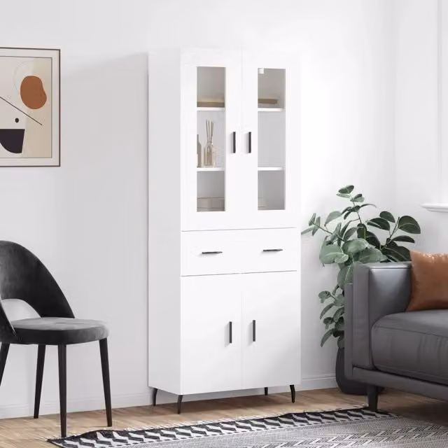 Credenza Bianca 69,5x34x180 cm in Legno Multistrato 3198545