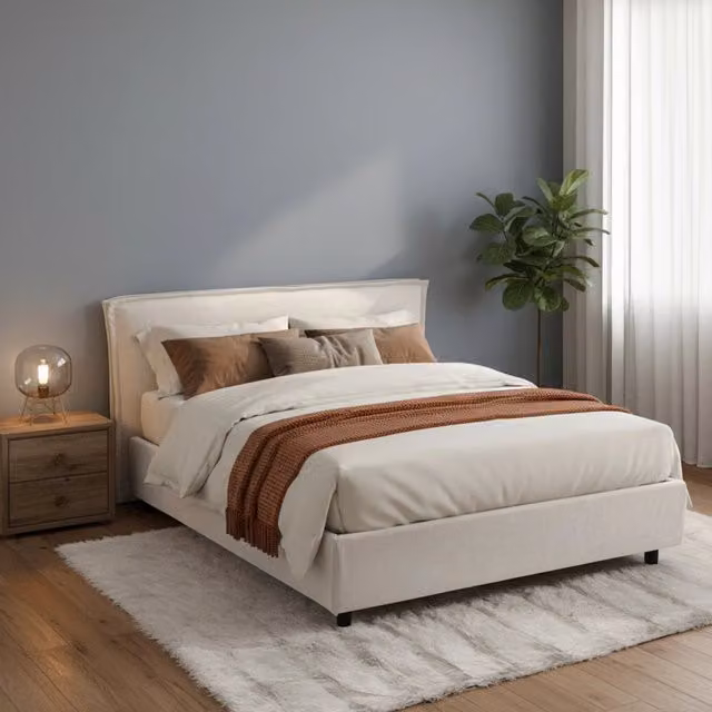Letto Matrimoniale Bubbio DMORA Beige L 160 x P 200 cm