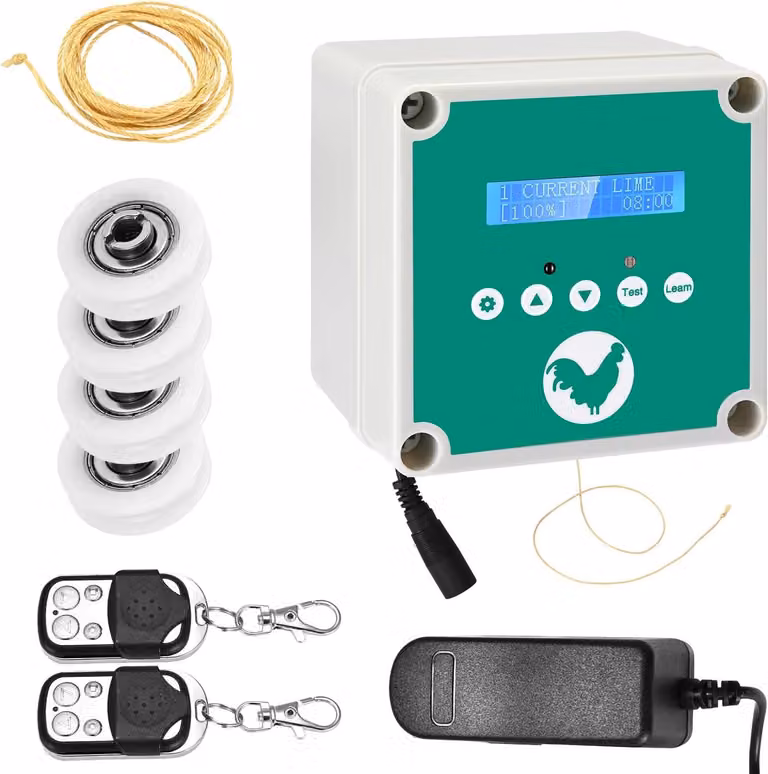 Scorrimento automatico per polli - Scatola di controllo - Solo scatola - Senza porta - Timer - Sensore di luce - Display LCD - Batteria e alimentatore - Rosa