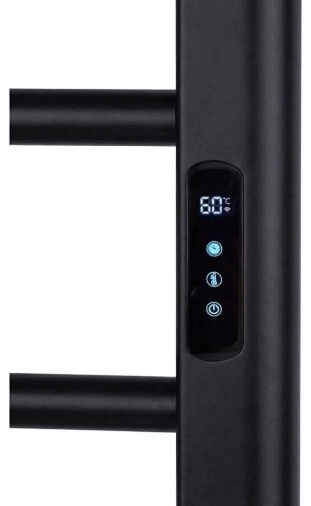 CERANO - Scaldasalviette elettrico Ramus, con display - 160 W - nero opaco testurizzato - 1400 x 30 mm