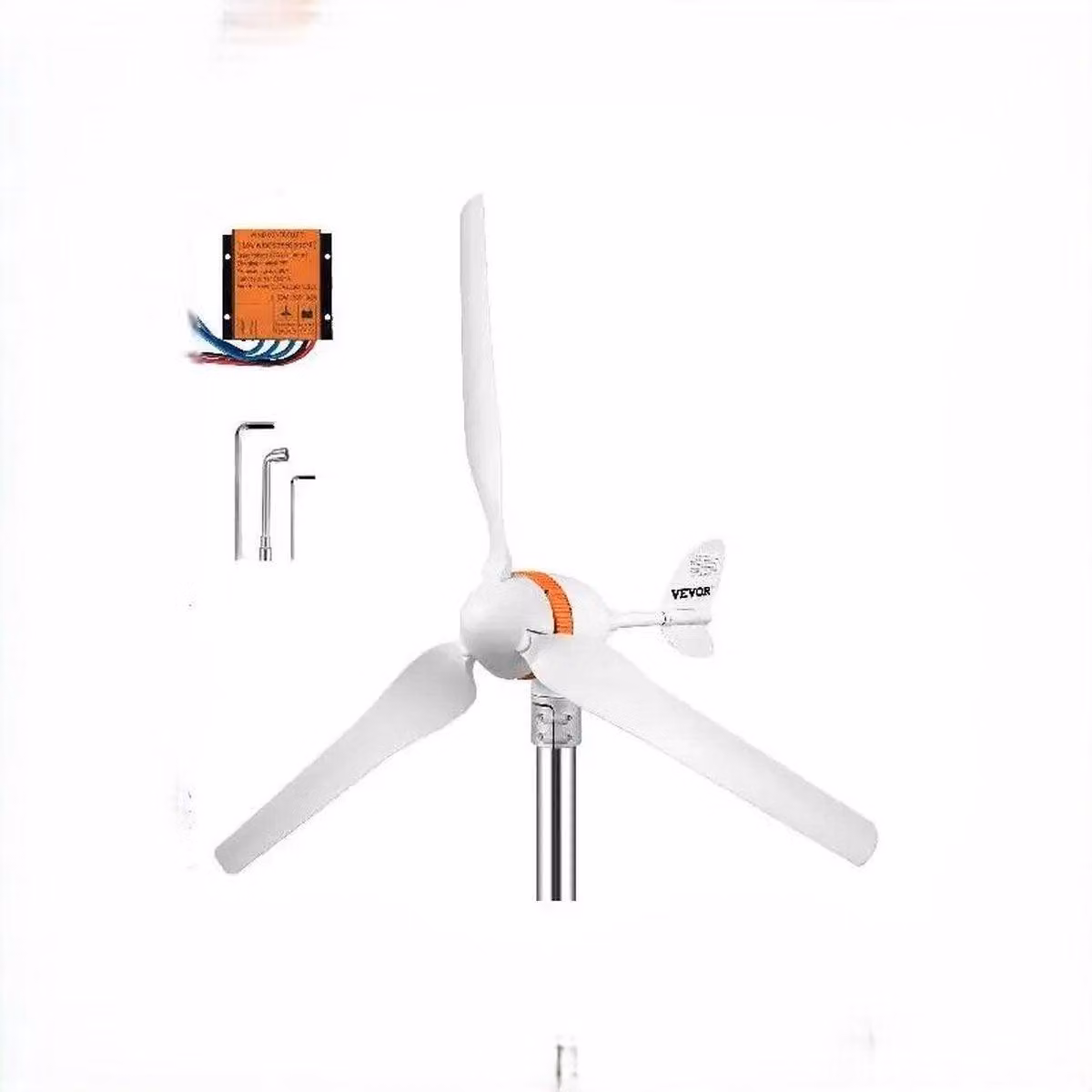 Turbina eolica - Kit di montaggio per turbina eolica - Generatore eolico - Generatore per turbina eolica - Energia eolica 400W - 3 pale - Bianco