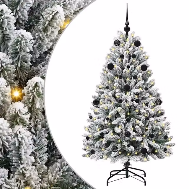 Albero di Natale Artificiale-Albero Natalizio con 150 LED Verde e Bianco 150 cm 260239
