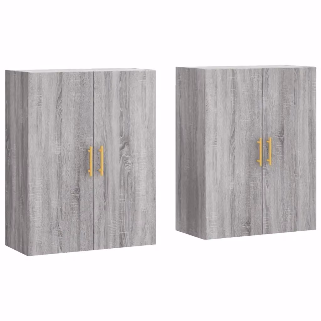 Set di 2 mobili a parete moderni vidaXL in legno grigio opaco, L/P/H: 69,5 x 34 x 90 cm – 2