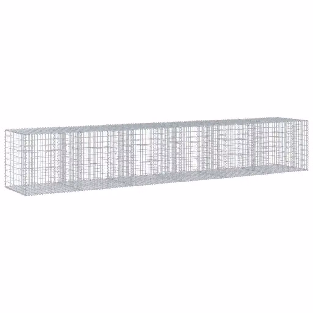 Cesto Gabbione con Copertura vidaXL in Ferro Zincato Colore Argento L/P/H: 600 x 100 x 100 cm – 2