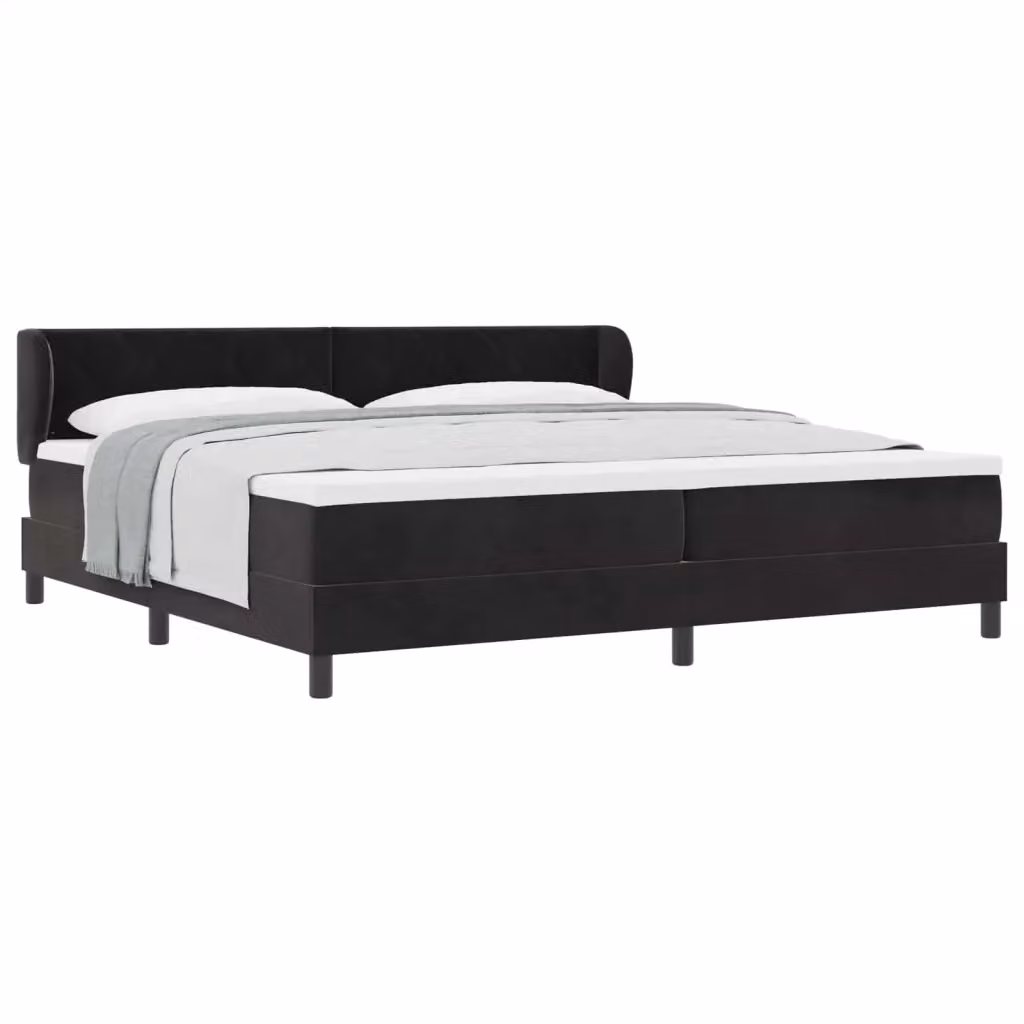 Letto a molle moderno vidaXL con testiera in velluto nero L/P: 200 x 200 cm – 2