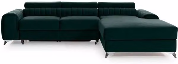 Divano ad angolo destro JAYSON MEUBLORAMA verde con funzione letto e poggiatesta regolabile L 278 x P 205 x H 91 cm – 1