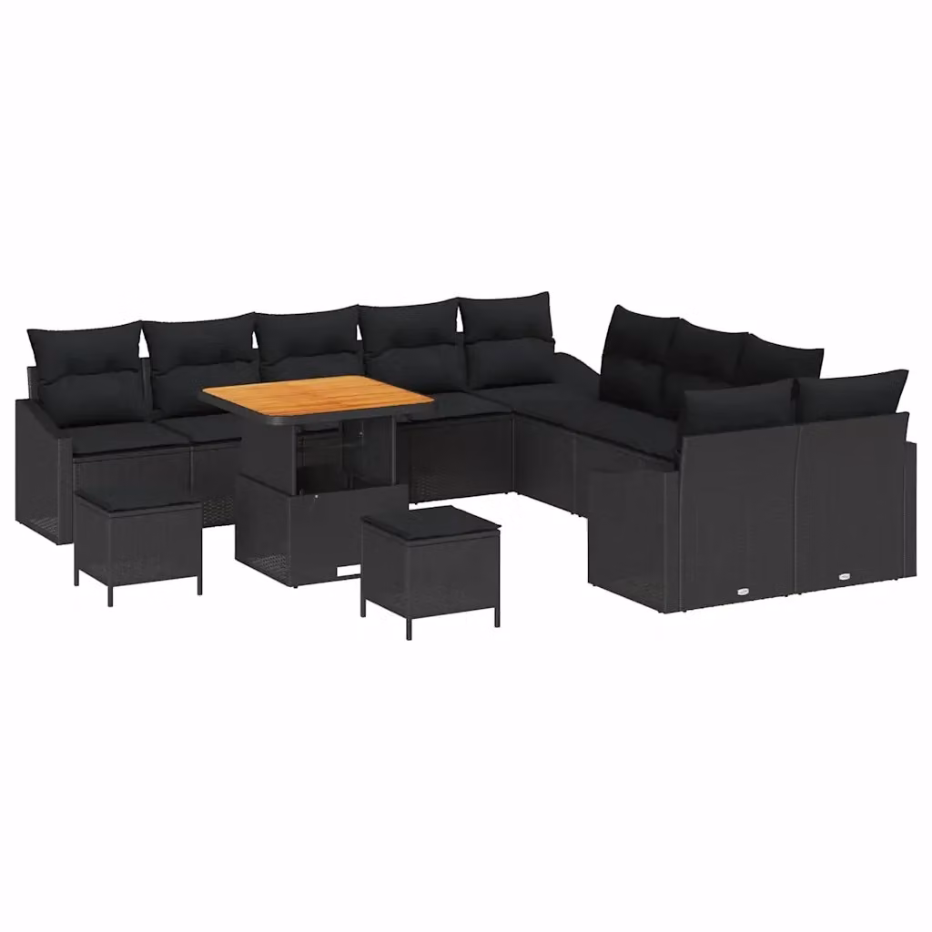 Set Divano da Giardino Moderno vidaXL con Cuscini e Tavolino Nero – 2