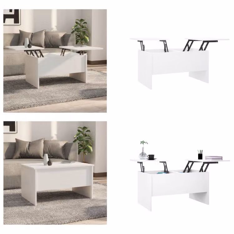 vidaXL Tavolino bianco 80x50x42,5 cm in legno - Tavolino - Tavoli da caffè - Tavolino - Tavolo da divano