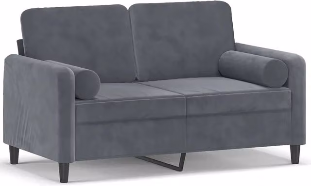 Divano | Divano da soggiorno | Sofa a 2 Posti con Cuscini Grigio Scuro 120 cm in Velluto