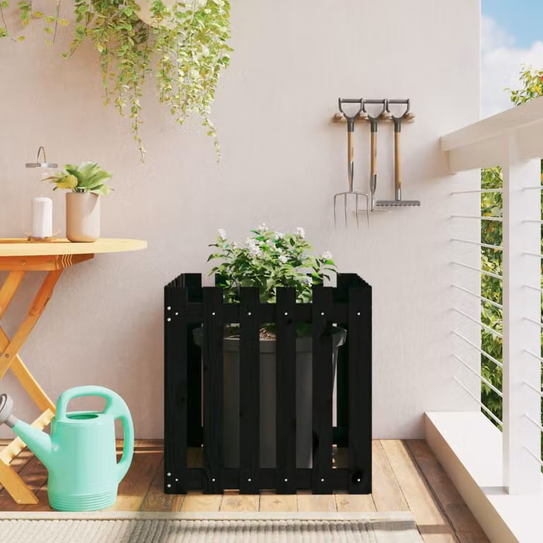 Fioriera da giardino a recinzione vidaXL in legno di pino nero L/P/H: 60 x 60 x 60 cm
