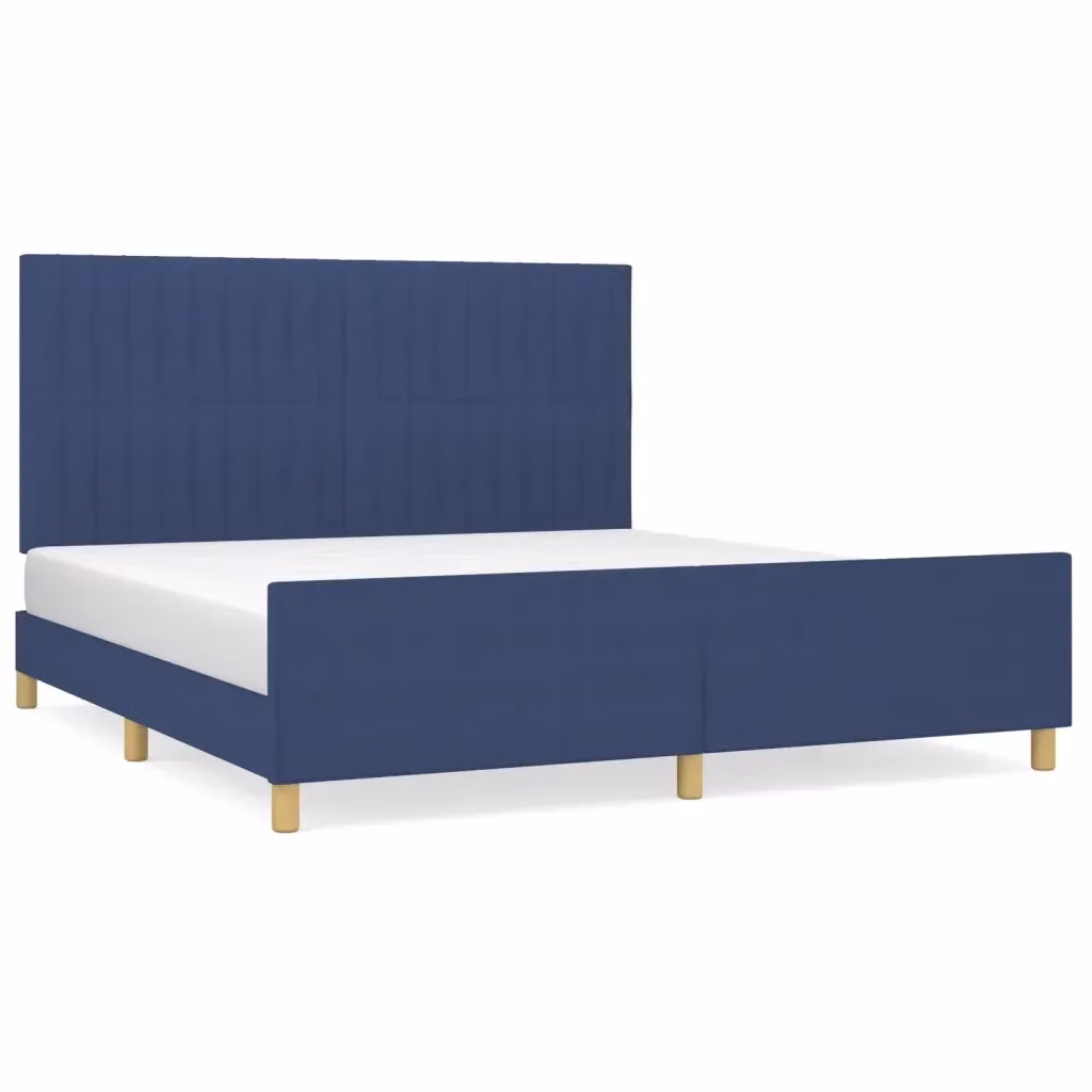 vidaXL Giroletto senza Materasso Blu in Tessuto e Legno di Larice L/P/H: 180 x 200 x 128 cm – 2