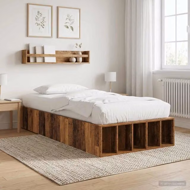 Letto con contenitore vidaXL in legno color marrone L 80 cm x P 200 cm