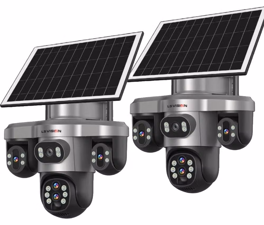 Telecamera di sicurezza, angolo di visione a 360°, zoom ottico 10x, confezione da 2 telecamere da 20MP con connessione 4G e zoom 10x