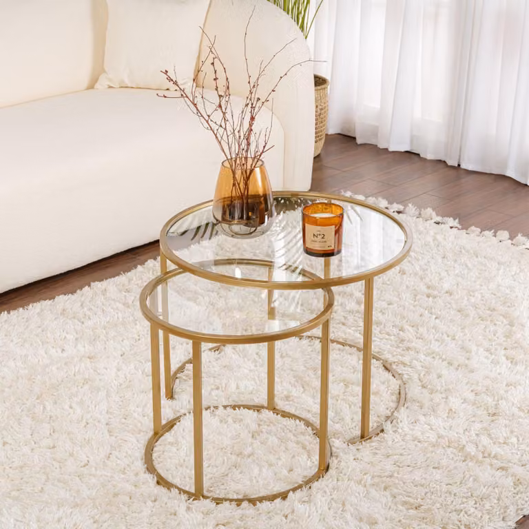 Simaxis - Tavolino da Salotto, 60x60x43h cm oro, Modulabile