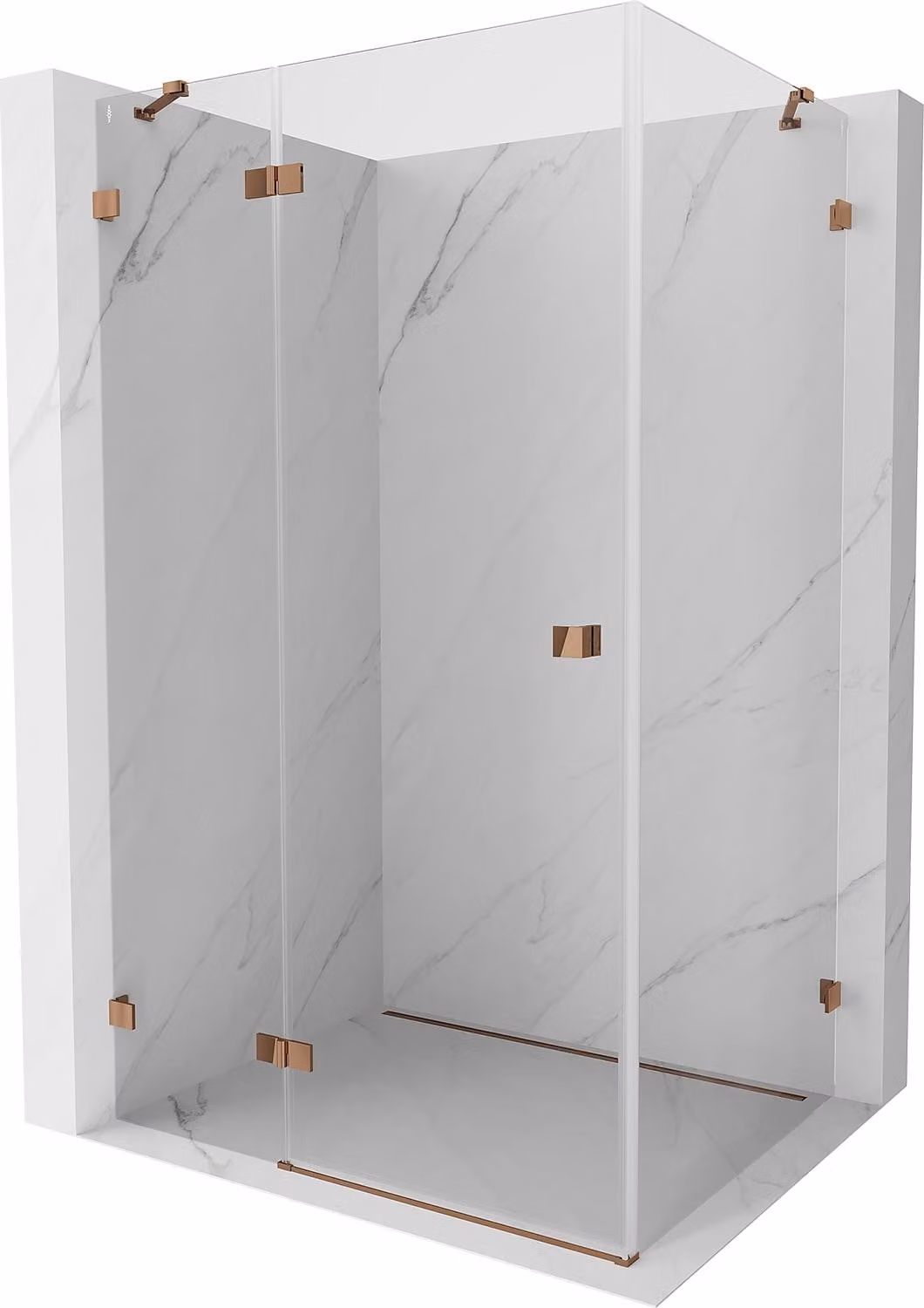 Mexen Lunar cabina doccia a battente sinistra 70 x 80 cm, trasparente, oro rosa - 834-070-080-60-00-L