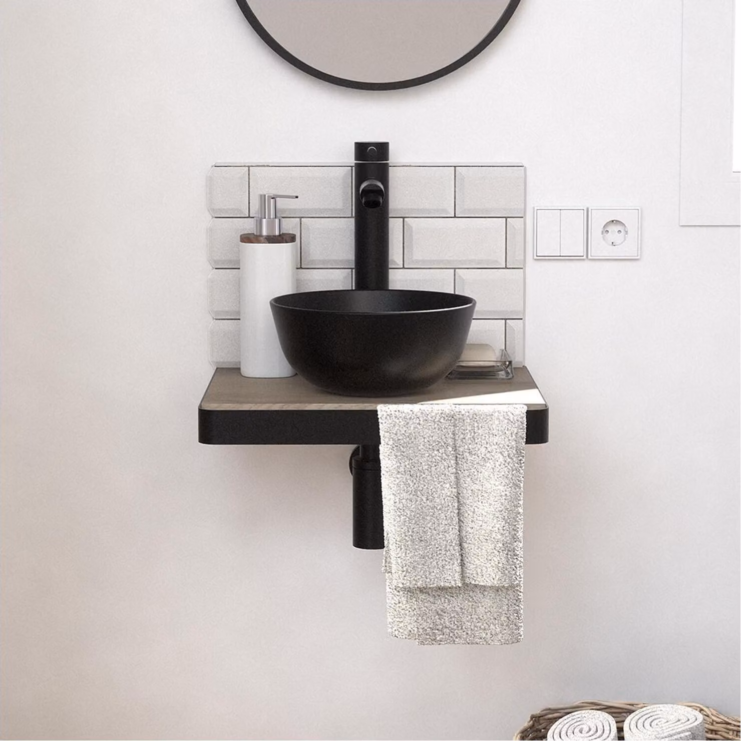Lavabo sottile SOHO + lavabo + rubinetto