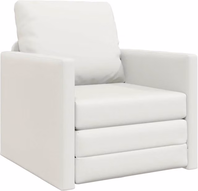 Divano letto singolo bianco in pelle artificiale con design moderno per soggiorno