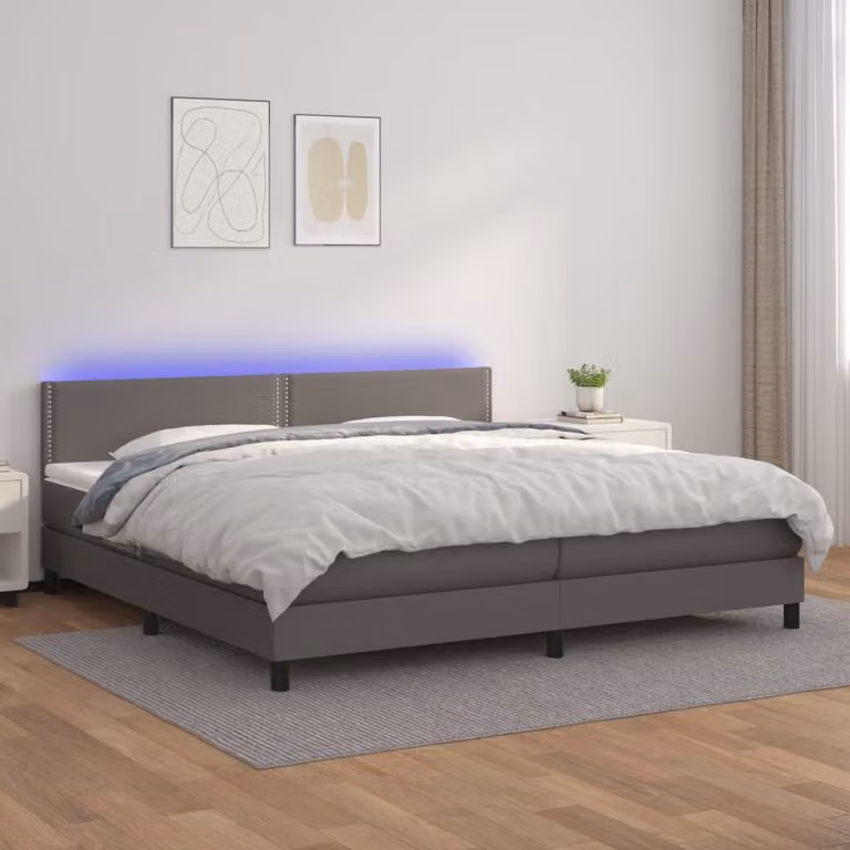 Maison Exclusive - Giroletto Molle con Materasso e LED Grigio 200x200cm Pelle finta