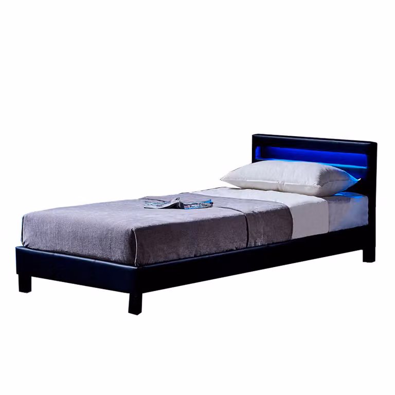 Home Deluxe - Letto LED Astro - Nero, 90 x 200 cm - Con rete a doghe I Letto imbottito Letto di design con illuminazione