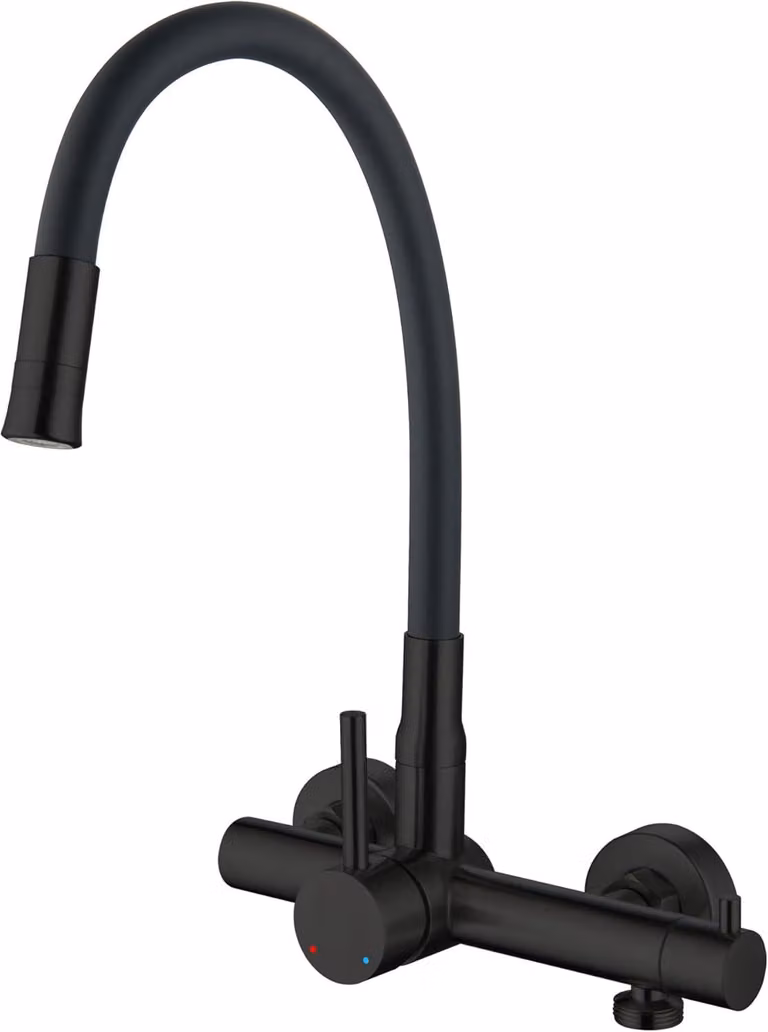 Rubinetto da cucina da montare a parete, attacco da 3/4 di pollice, girevole a 360°, con 2 modalità di spruzzo, adatto per lavastoviglie e
