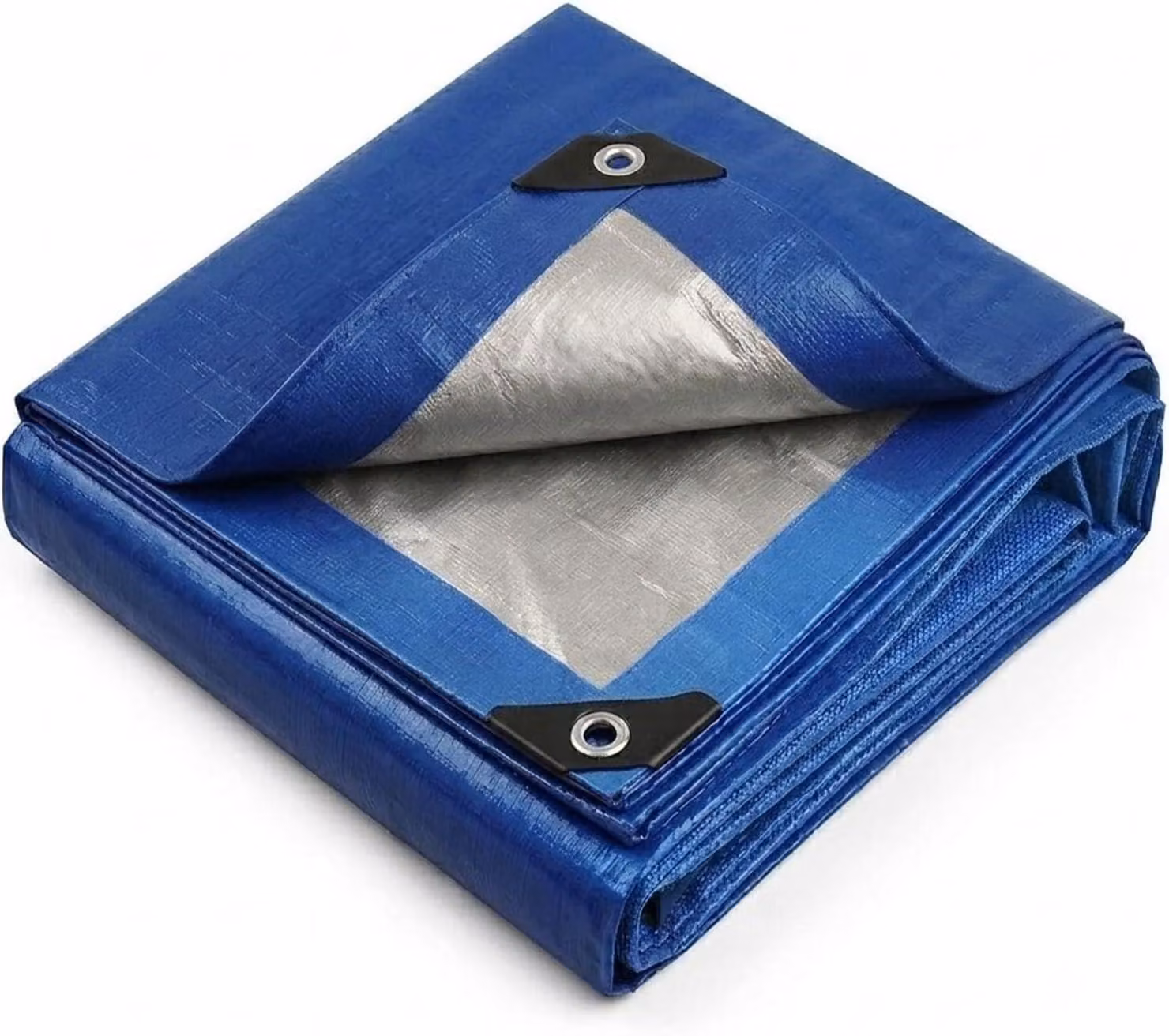 Telo protettivo, dimensioni 3 m x 5 m, colore blu e argento, realizzato in polietilene resistente ai raggi UV e agli strappi, ideale per il campeggio