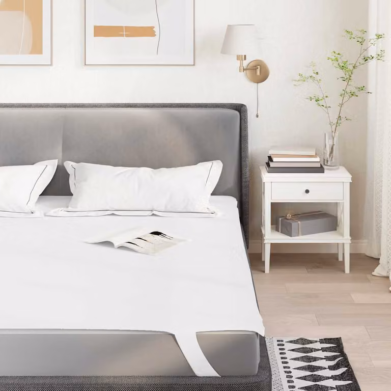 Coprimaterasso vidaXL Bianco in Microfibra Impermeabile e Traspirante L/P: 140 x 200 cm