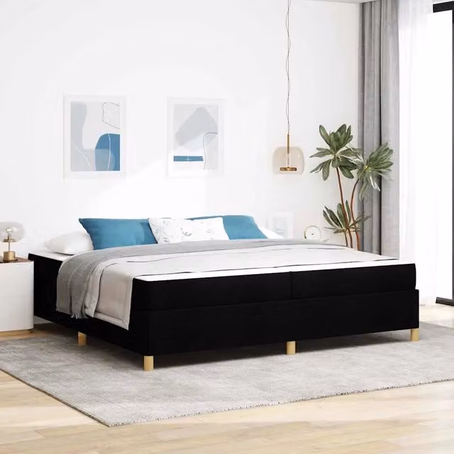 Struttura letto imbottita vidaXL in tessuto nero L 200 x P 200 x H 280 cm