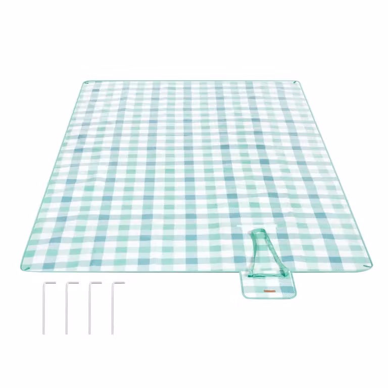 Coperta da picnic impermeabile e portatile, Verde + Bianco / 300 x 200 cm