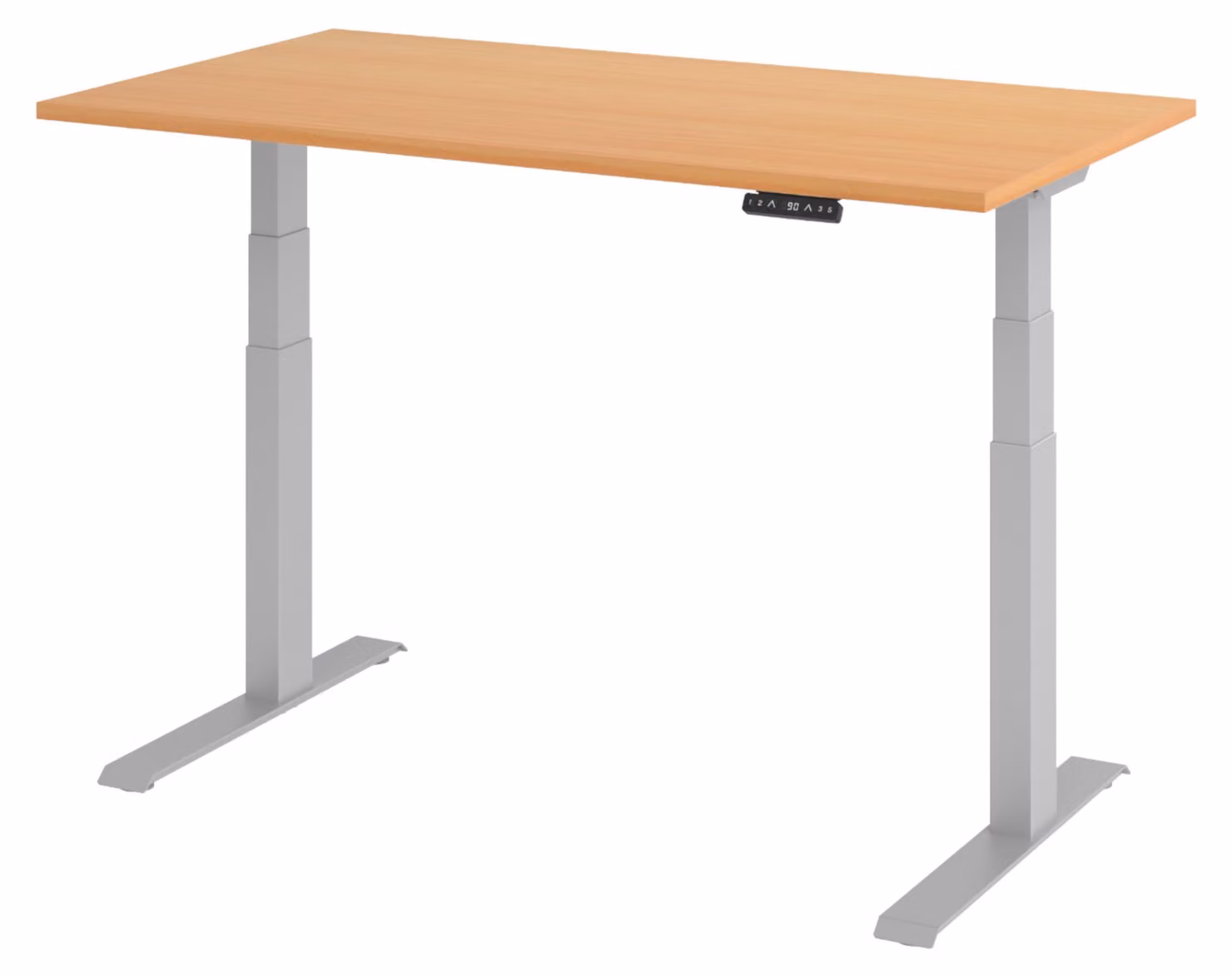Scrivania elettrica bümö modello XDKB - Struttura: argento, finitura: noce, dimensioni: 140 x 80 cm