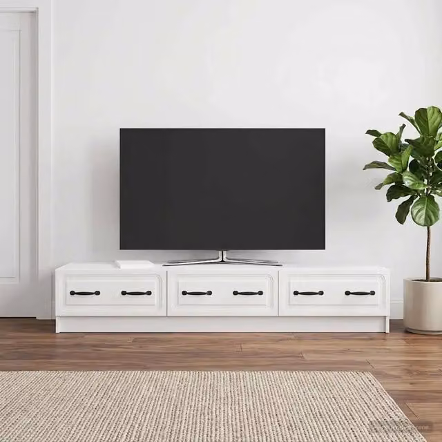 Mobile TV 147 x 34,5 x 27 cm Bianco Lucido Legno ingegnerizzato
