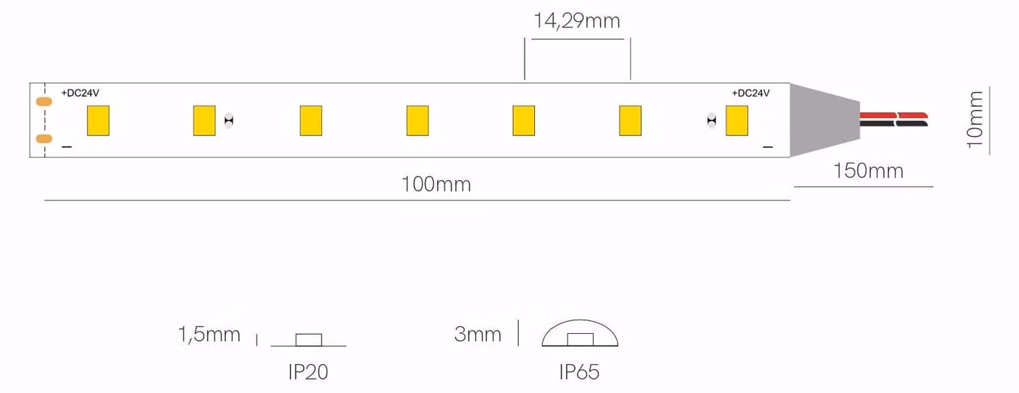 Striscia LED 5m Beneito & Faure Serie Fine 24V 4,8W/m 2700K IP65 - Striscia LED Impermeabile per Interni ed Esterni Protetti