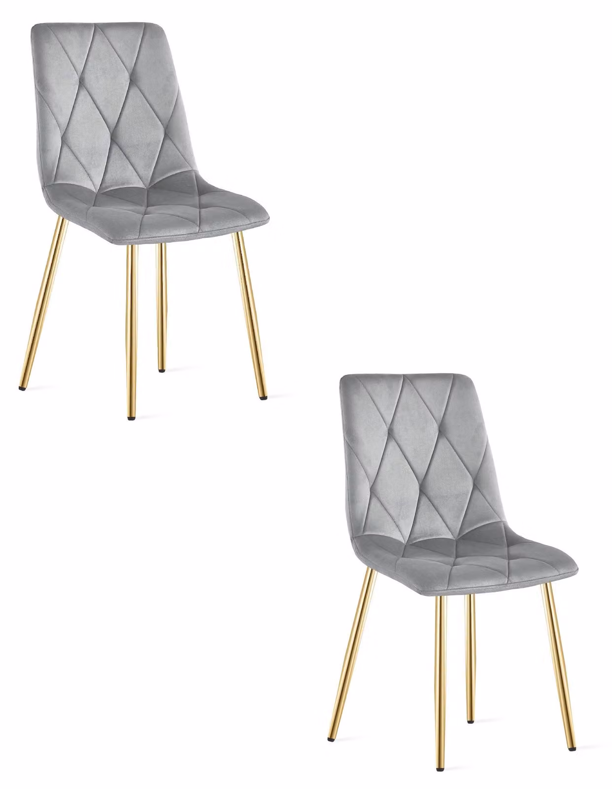 Sedia - Leobert - Libra - Velluto grigio chiaro/gambe dorate - 45 x 54 x 86,5 cm - Set da 2