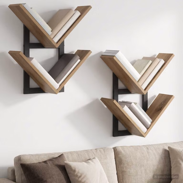 Set di 2 mensole a muro flottanti vidaXL in stile moderno, colore marrone opaco