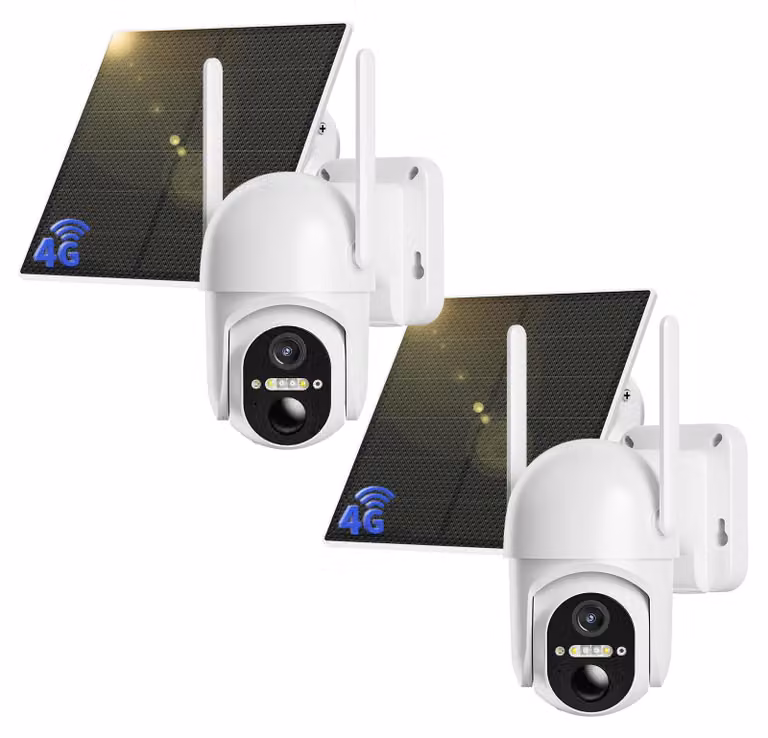 Telecamera esterna 4G LTE - Wireless, con risoluzione 2K e alimentazione a energia solare - Bianco