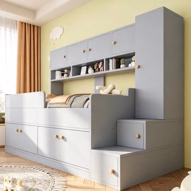 letto in legno grigio 90 x 200 cm