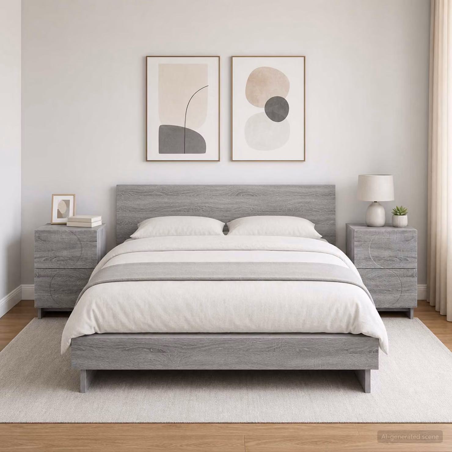 Set di 2 Armadi da Notte vidaXL Grigio Sonoma L/P/H: 33,5 x 34,5 x 50 cm