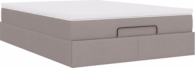 Struttura Letto Pouf con Materasso Tortora 140x200cm in Tessuto