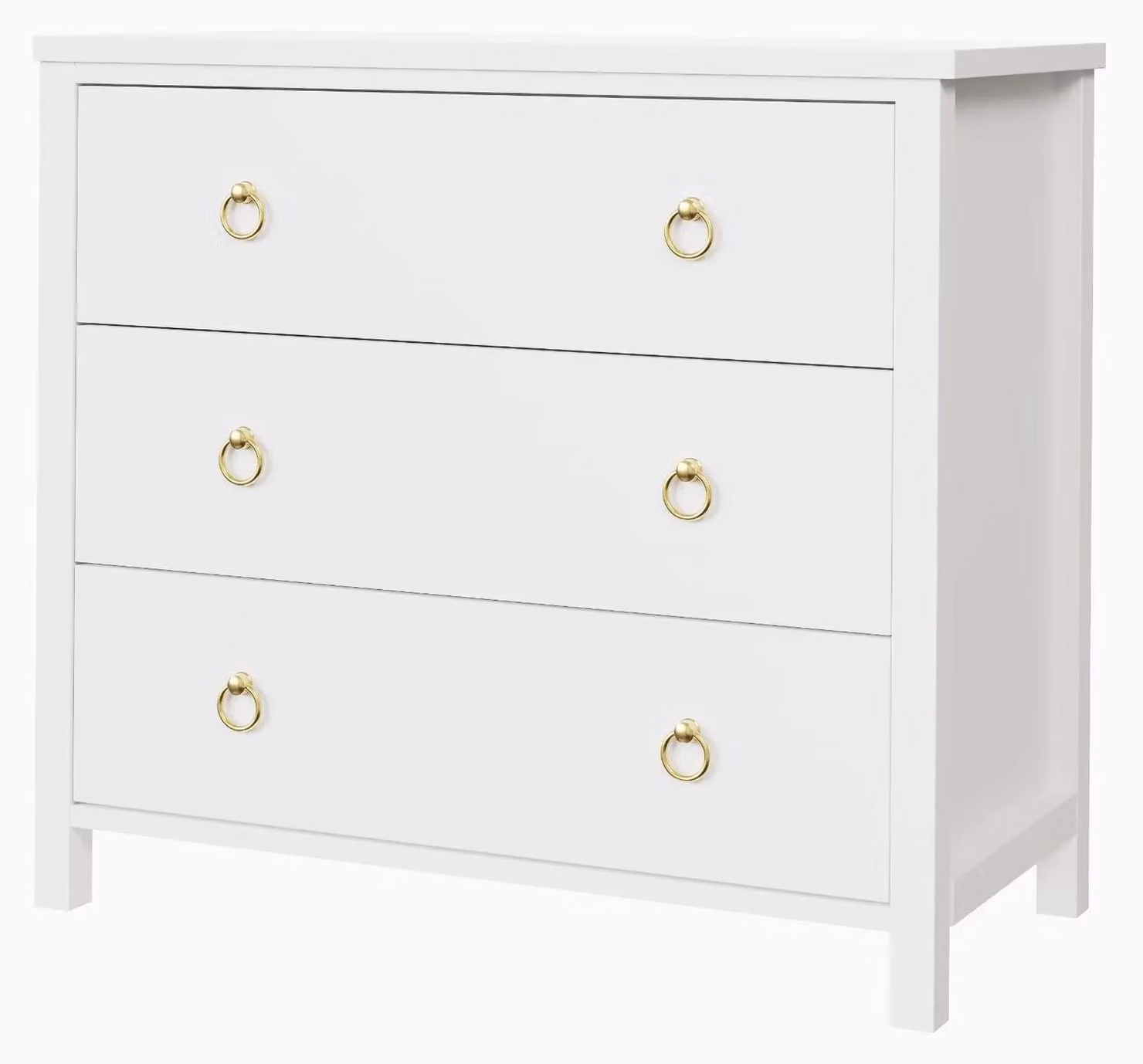 Comodino – Mobile contenitore con 3 cassetti – Legno – Design moderno – Adatto per camera da letto, ingresso, soggiorno – 80x40x74 cm – Bianco