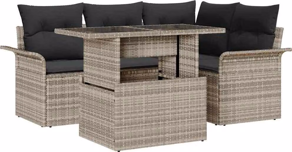 Maison Exclusive - Set da giardino composto da 5 pezzi. Colore: grigio chiaro. Materiale: rattan sintetico