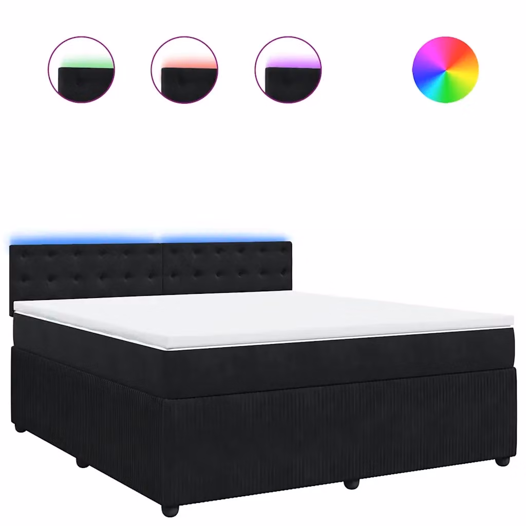 Letto Ibrido vidaXL con Materasso in Velluto Nero e Bianco L/P: 180 x 200 cm – 2