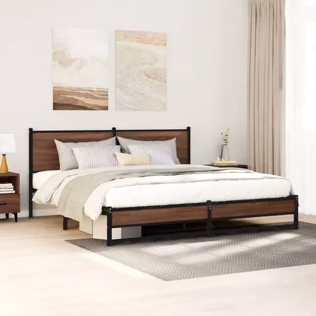 Giroletto vidaXL in metallo e legno color marrone, L/P/H: 200 x 160 x 91,5 cm – 1