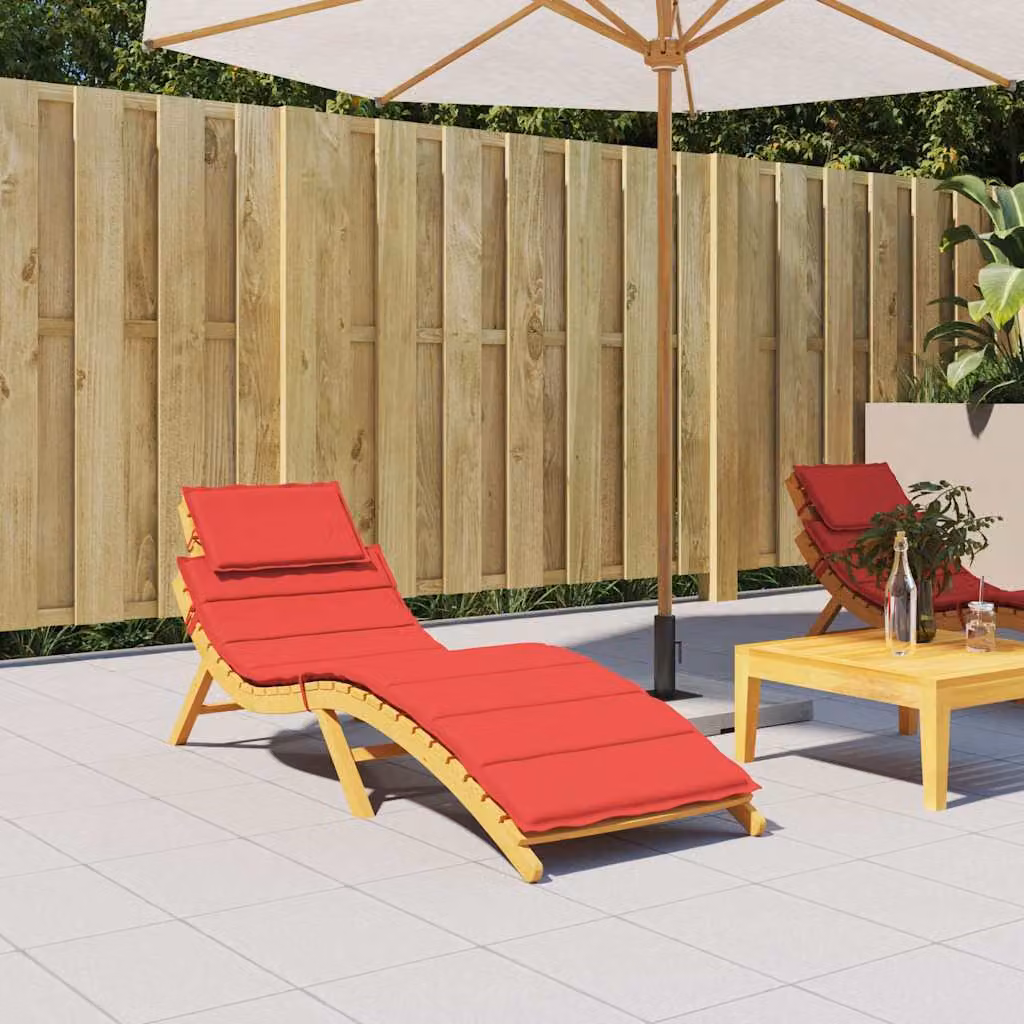 Cuscino per lettino vidaXL Rosso in Tessuto Oxford Idrorepellente e Traspirante L: 186 cm, P: 58 cm, H: 4 cm