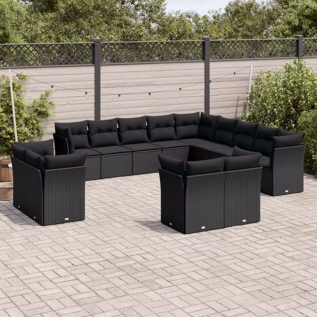 Maison Exclusive - Set Divani da Giardino 13pz con Cuscini Nero in Polyrattan