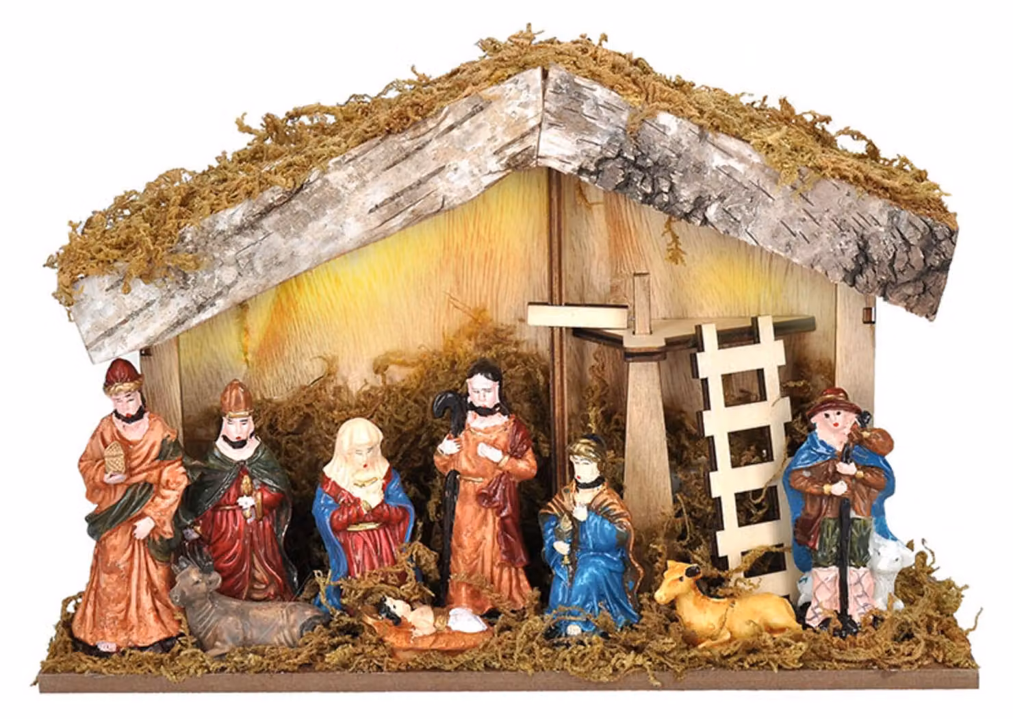 Presepe in legno a LED Solight con timer 1V276