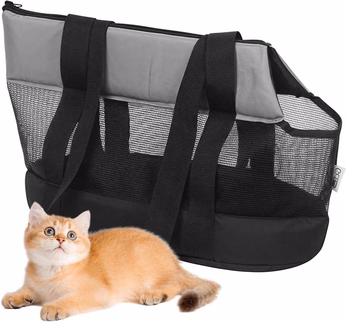 Borsa traspirante per piccoli animali domestici fino a 5 kg - nera - ideale per lo shopping e i viaggi