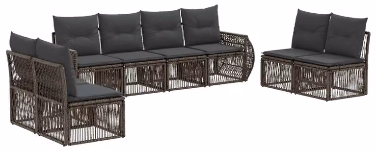 Set di divani da giardino, 8 pezzi, grigio e grigio scuro, in rattan sintetico